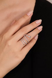 Heliophilia Silver Anillo de Metal en Plata con Circonia